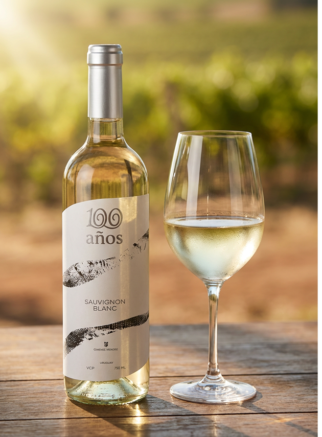 Wine label design for Giménez Méndez 100-year line